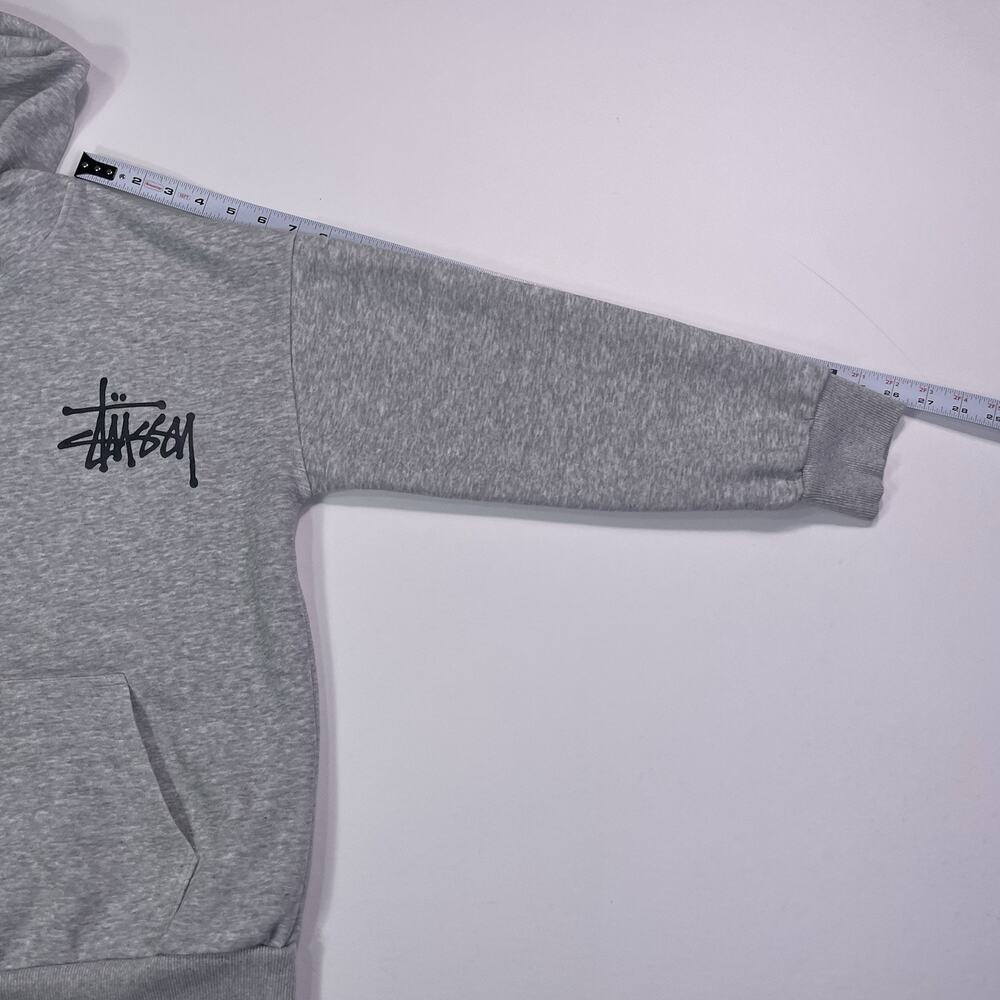 VTG Stussy Hoodie Men’s Medium Grey Graphic Pullover 100% Cotton - Picture 9 of 9